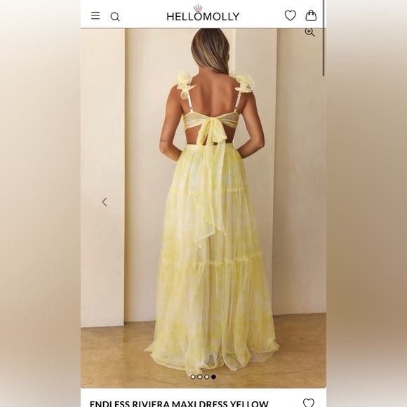 Hello Molly Endless Riviera Maxi Dress Yellow NWT Wedding Guest Bridal Shower M - Picture 3 of 4